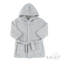 FBR305-G: Grey Animal Embossed Hooded Robe (0-6 Months)